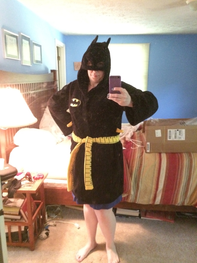 Bat-robe, with cowl.